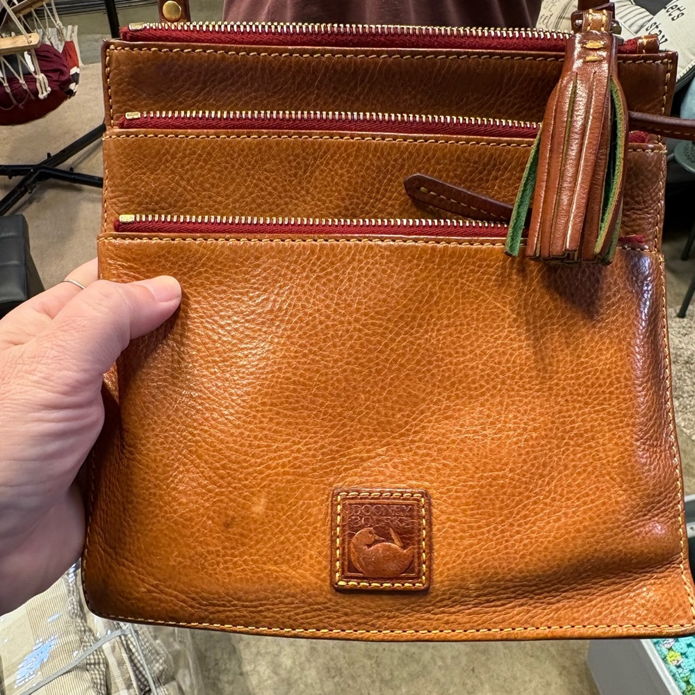Dooney & Bourke Tan Crossbody Bag with Tassel